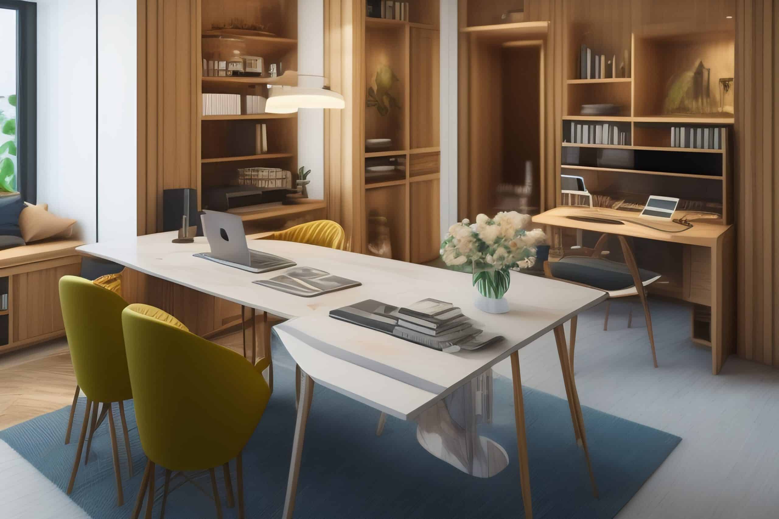 Bureau chic et agréable à travailler avec ordinateur