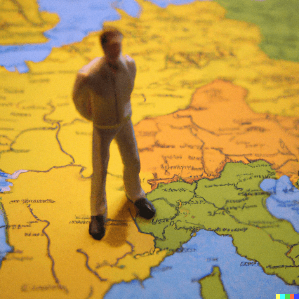 une carte du monde avec une personne sur la France