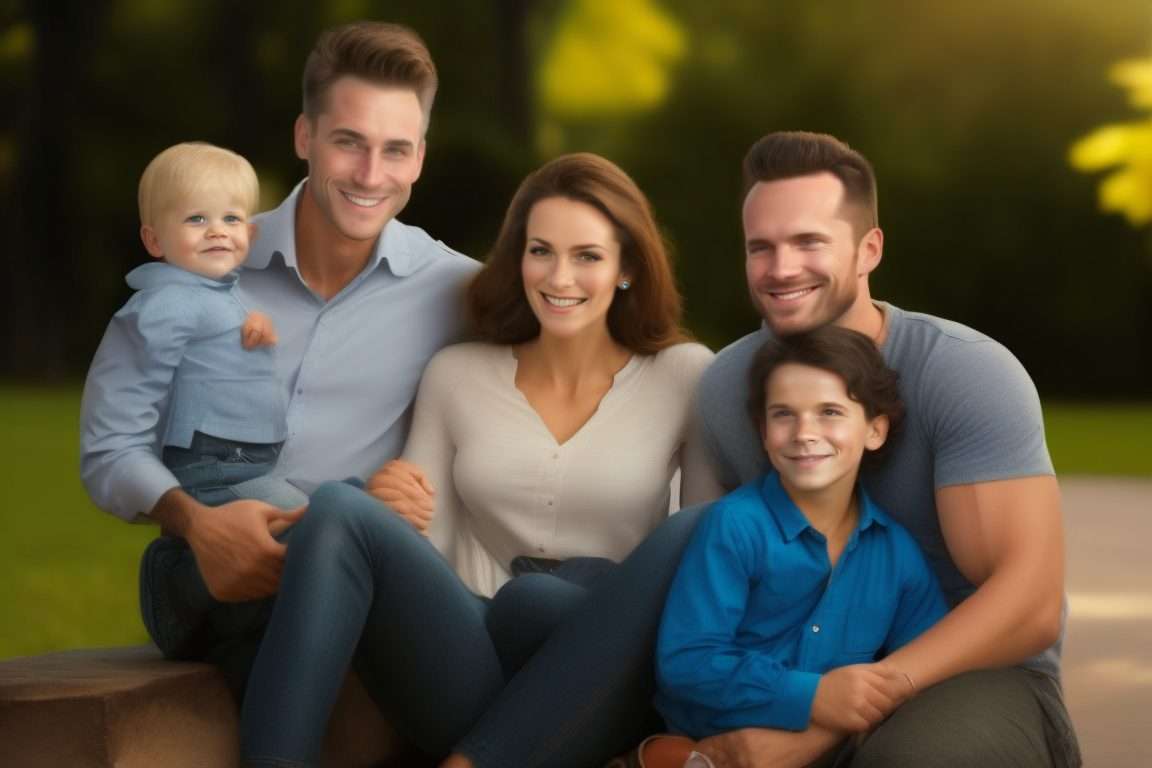 salarié avec sa famille dans un parc s'amusant