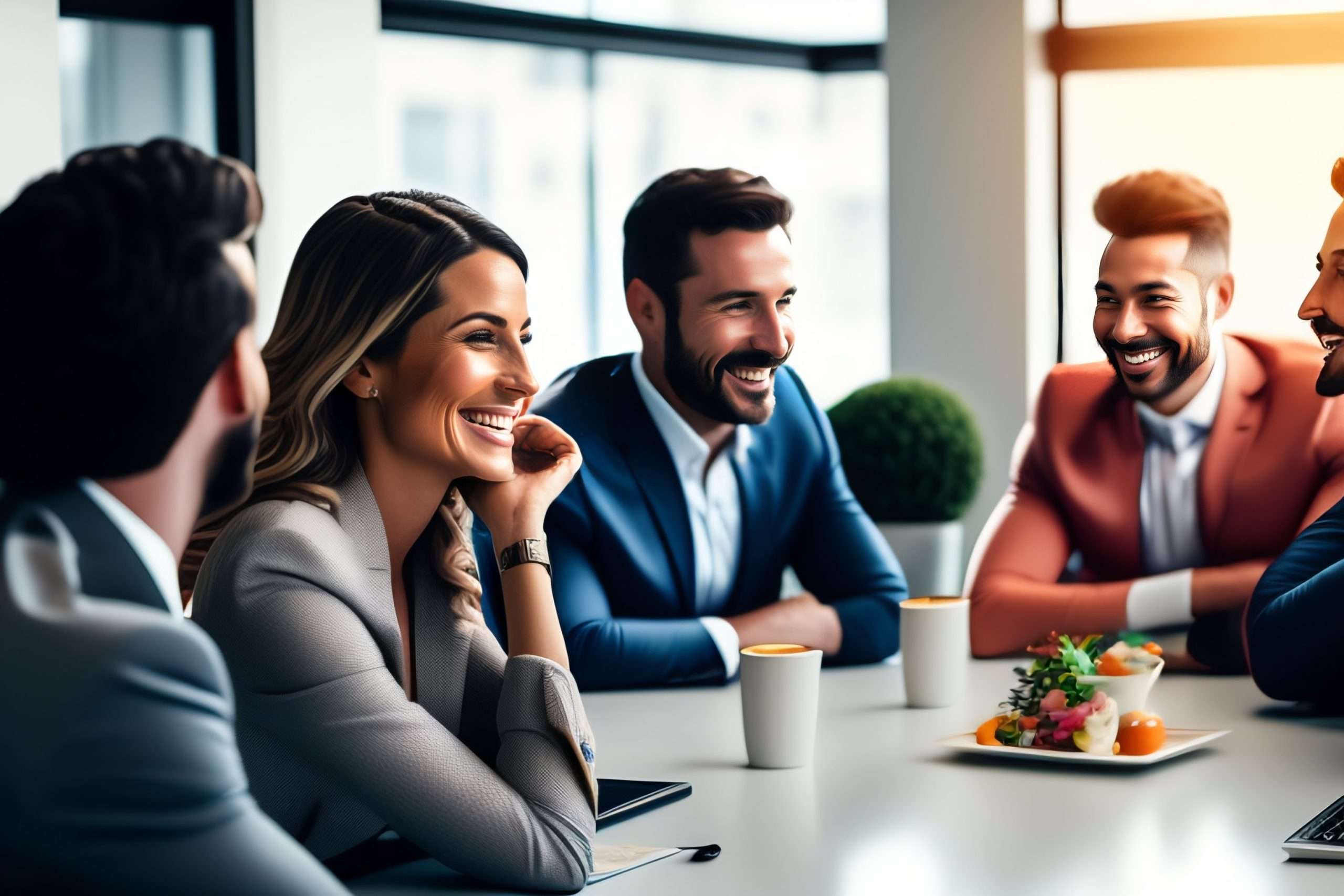 Des personnes riant ensemble au bureau